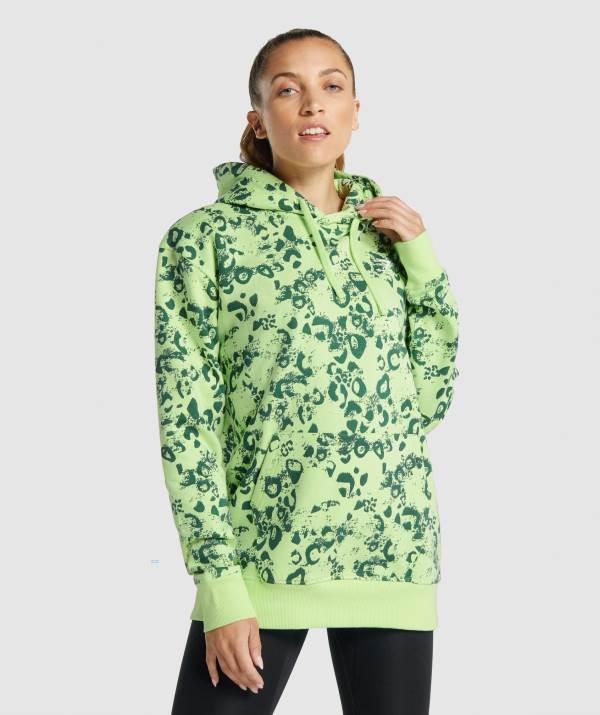 Damske Mikiny S Kapucňou Gymshark Animal Graphic Tmavo Svetlo Zelene / Zelene | EN2695178